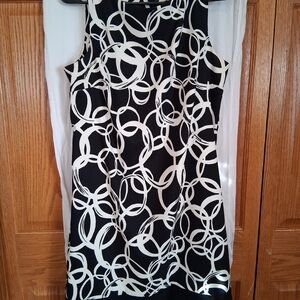 AB Studio Black and White Circle Print Mini Dress